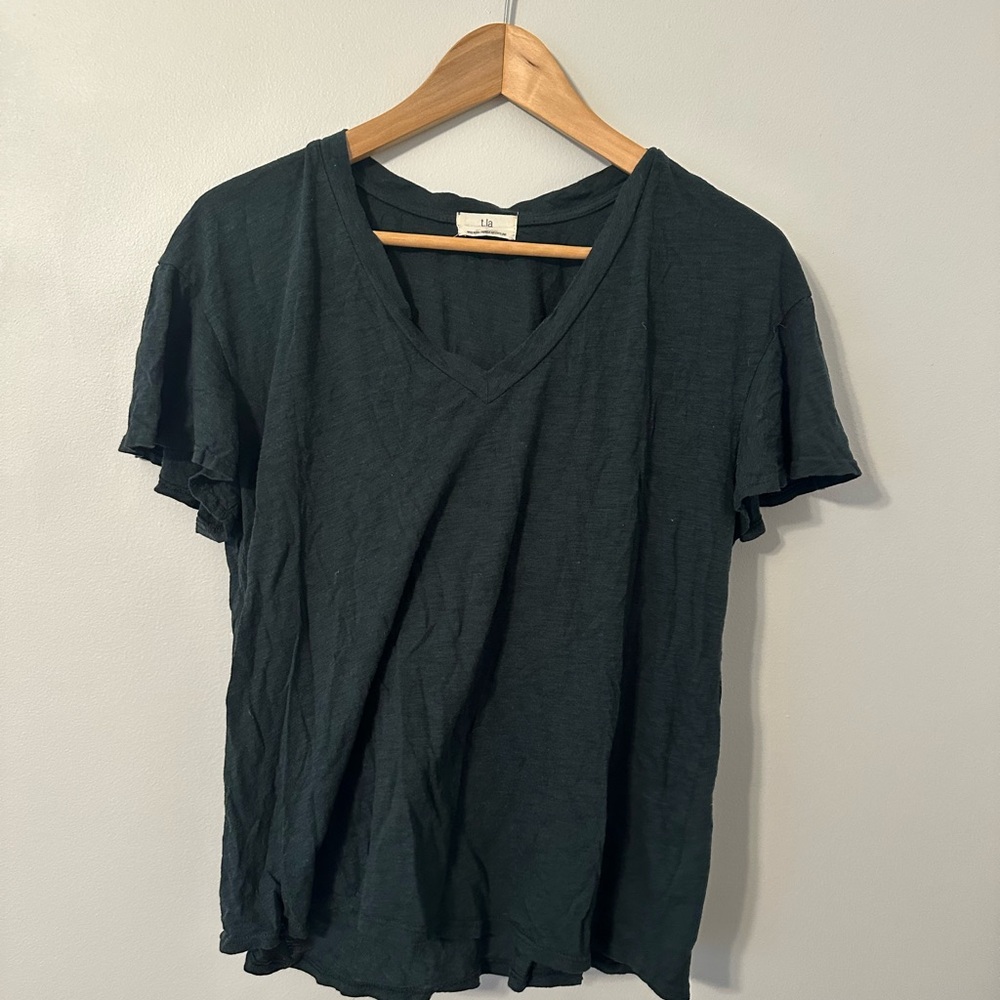 Anthropologie Green Flutter Sleeve Tee